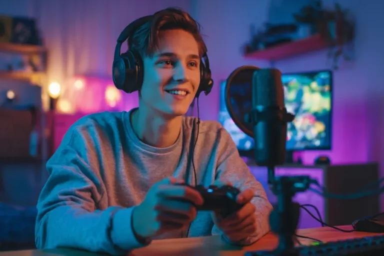 Studio Mic with Colorful Lights